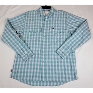 SIMMS Plaid Long Sleeve Fishing Shirt Men's S Big Hole Lodge Plaid Pearl Snap